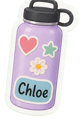 Water bottle name sticker